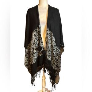Marc Jacob’s Open Cardigan One size Black/Gray BOHO fringe detail mid west